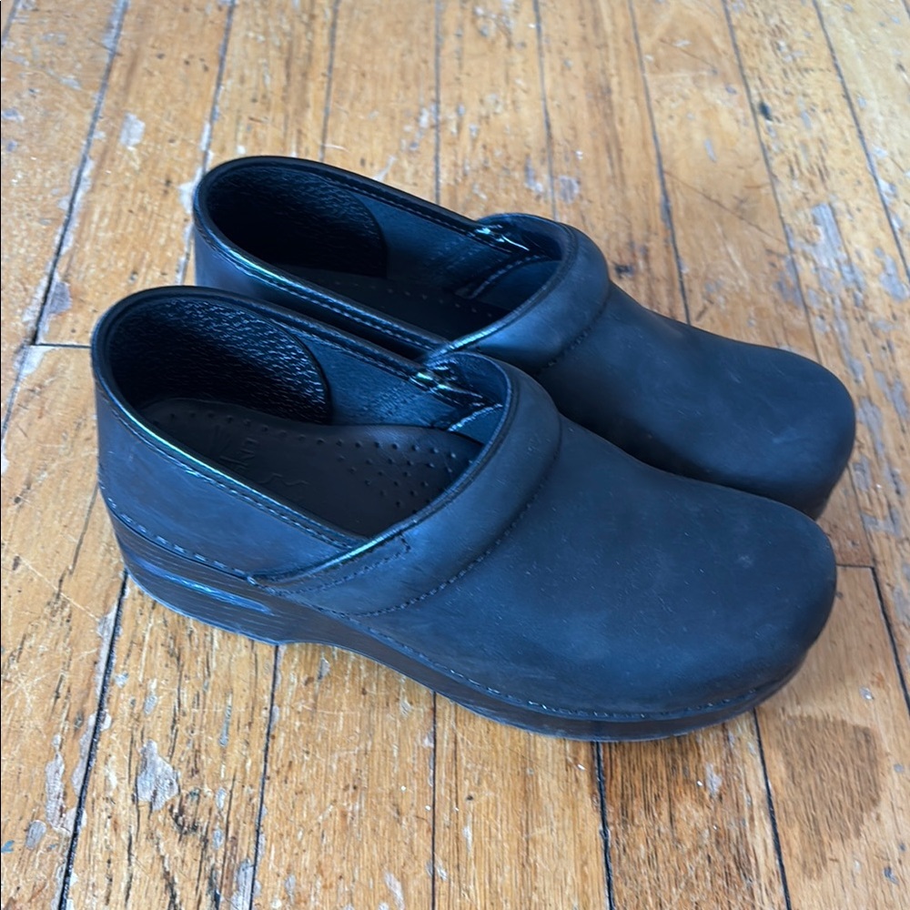 Dansko Black Leather Clogs
